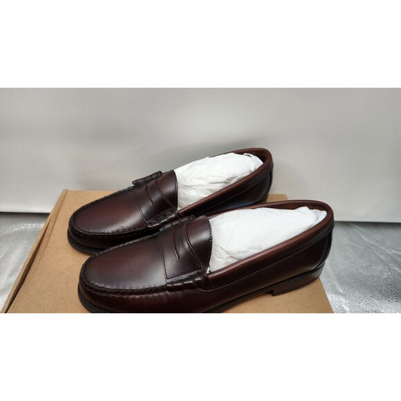 J. Crew Mens 9.5 Dark Whiskey Brown Leather Penny Loafer Shoes New With Box